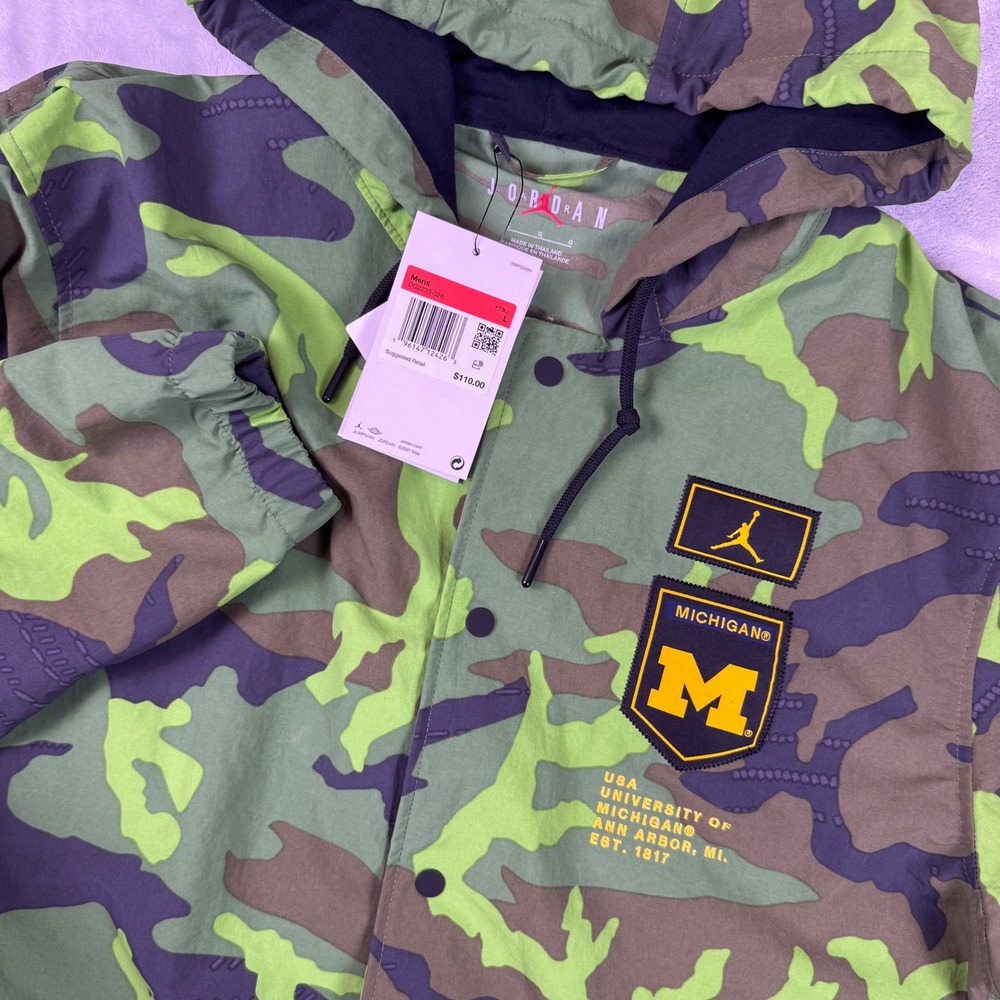 Nike Michigan Wolverines Jumpman Camo ON-FIELD Jacket DQ2233-328 Mens Size L*